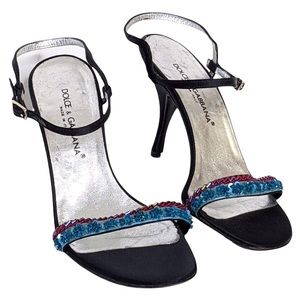 Authentic Dolce & Gabbana y2k Strappy satin beaded heels size 37